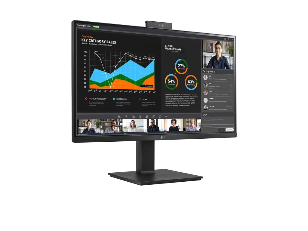 LG 27BQ75QC-B - 27-inch QHD Monitor with Built-in FHD Webcam, USB-Type C, HDR10