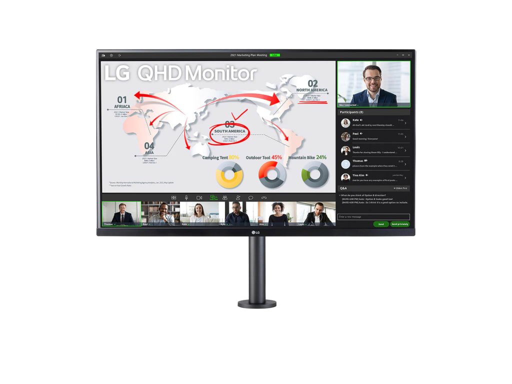 LG 32BP88Q-B - 32-inch QHD IPS Ergo Monitor with Ergonomic Stand, USB Type-C Port, with HDR10