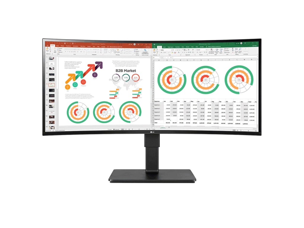LG 34BP65C-B - 34 21:9 QHD UltraWide Curved Monitor w/1ms MBR, HDR10,  160Hz Refresh Rate