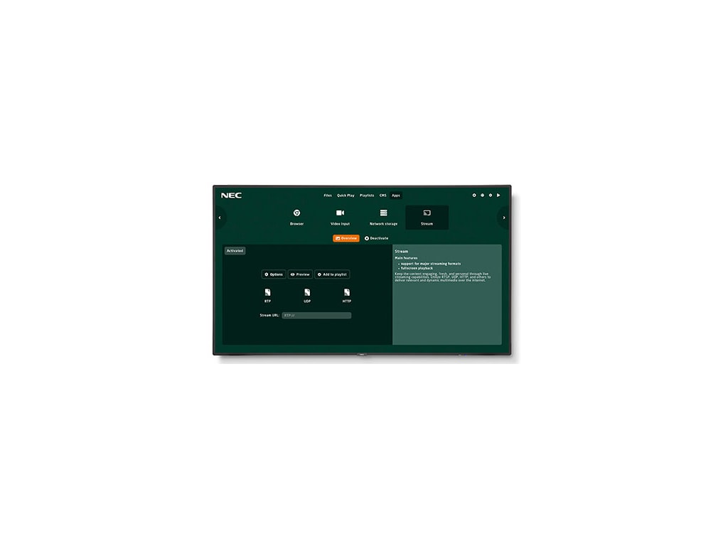NEC V654Q-PC4 - 65" Professional Display with PC, 4K UHD 60Hz, 500 cd/m2