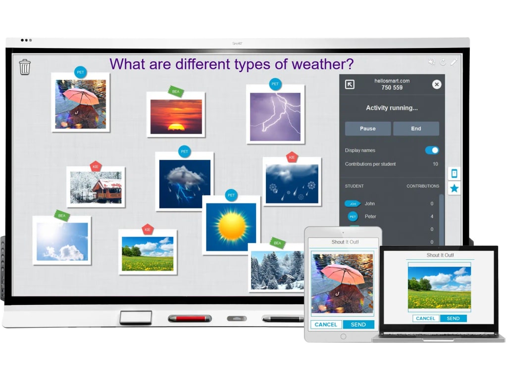 Smart 6286SCPW - 86" Smart Board with 4k Ultra HD and IQ (White Frame)