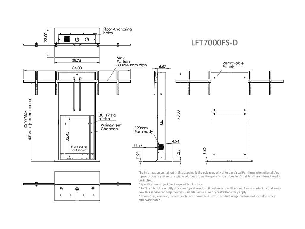 AVFi LFT7000FS-D - Fixed Lift Stand for Dual 42"-70" Displays