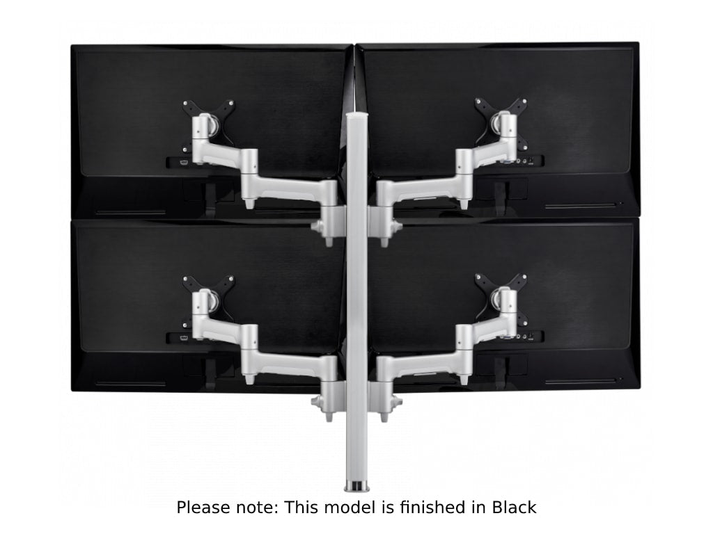 Atdec AWMS-4-4675-H-B - Quad Monitor Arms on Post (Black)