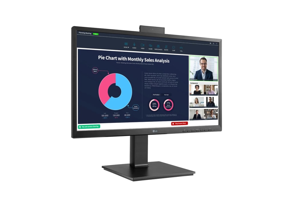 LG 24BP750C-B - 23.8” IPS Full HD Monitor with Built-in Webcam, Microphone, and USB Type-C