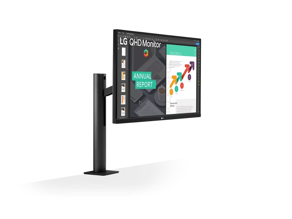 LG 27BN88Q-B - 27-inch Ergo IPS QHD Monitor with Ergonomic Stand & C-Clamp, USB Type-C, DCI-P3 95% (typ.), HDR10, and AMD Freesync