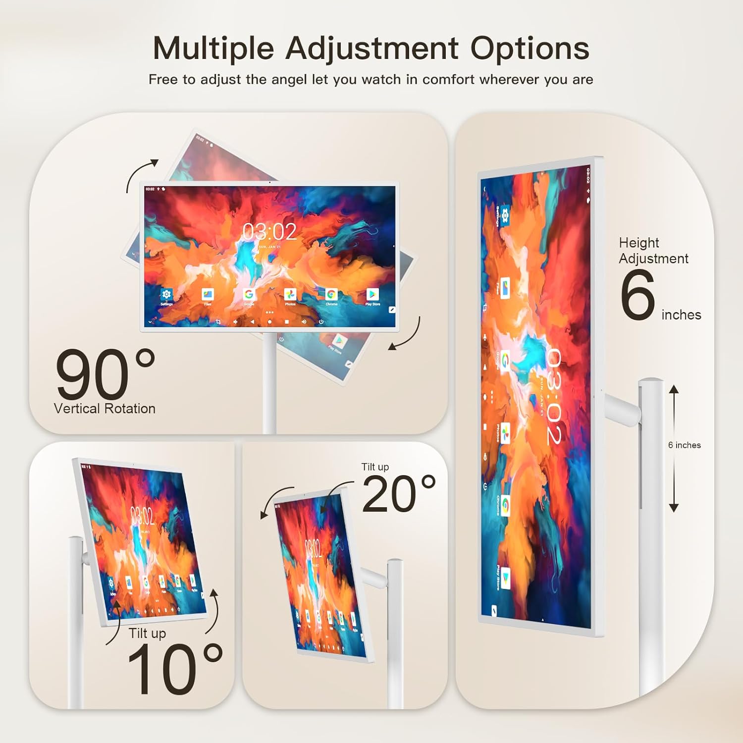 Fiteye - 32" Portable Touch Monitor with Android OS, Full Swivel Rotation & Voice Remote Control