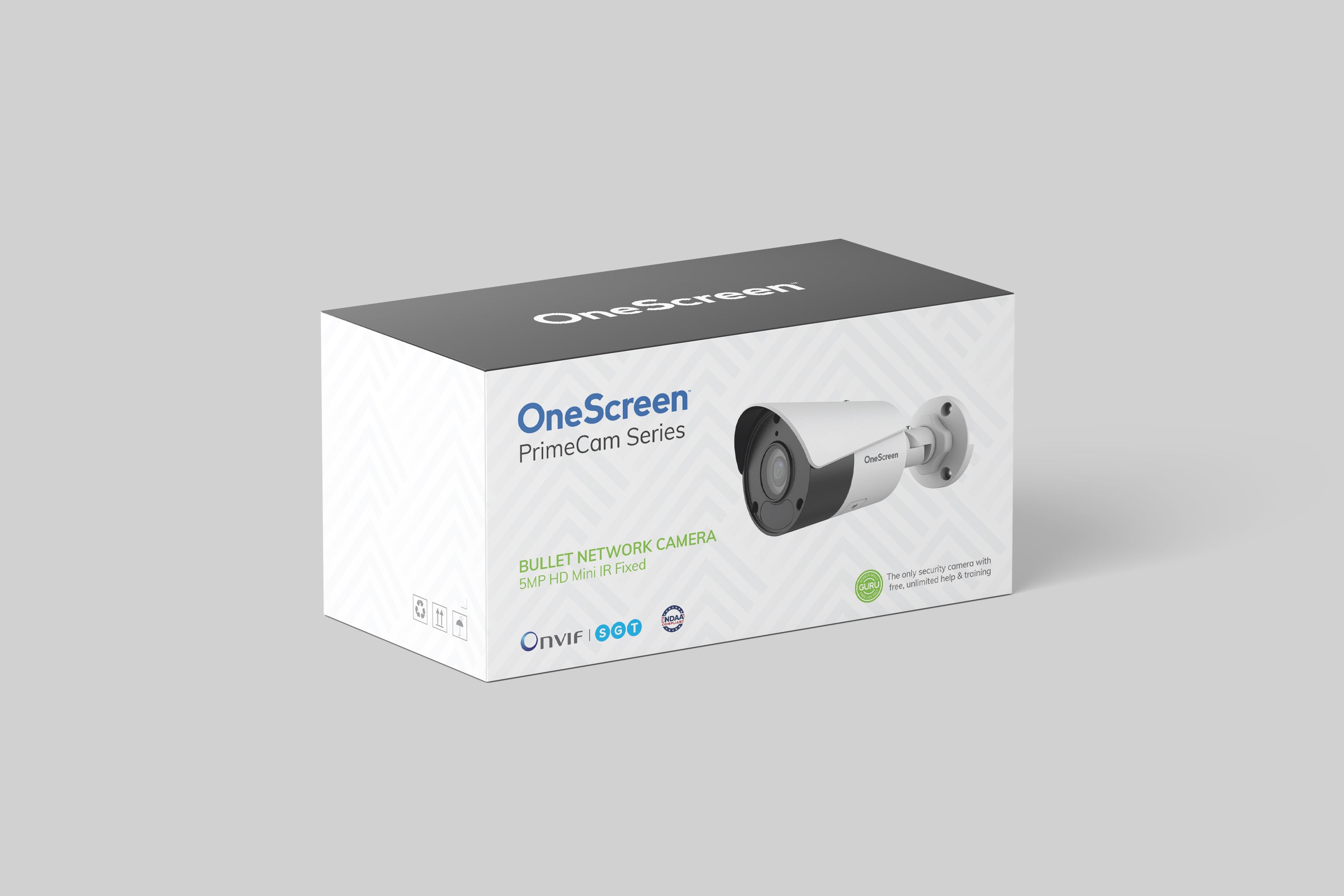 OneScreen PrimeCam - 5MP - 2.8MM Lens - Mini IR Fixed Bullet IP Camera - NDAA Compliant
