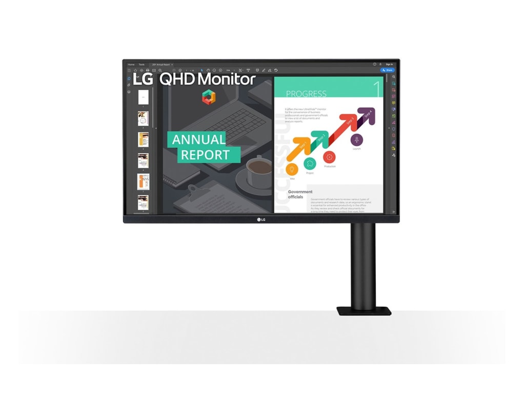 LG 27BN88Q-B - 27-inch Ergo IPS QHD Monitor with Ergonomic Stand & C-Clamp, USB Type-C, DCI-P3 95% (typ.), HDR10, and AMD Freesync