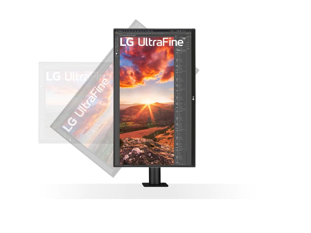 LG 27BN88U-B - 27” Ergo IPS UHD 4K Ultrafine Monitor with Ergonomic Stand and C-Clamp, USB Type-C, Vesa DisplayHDR 400